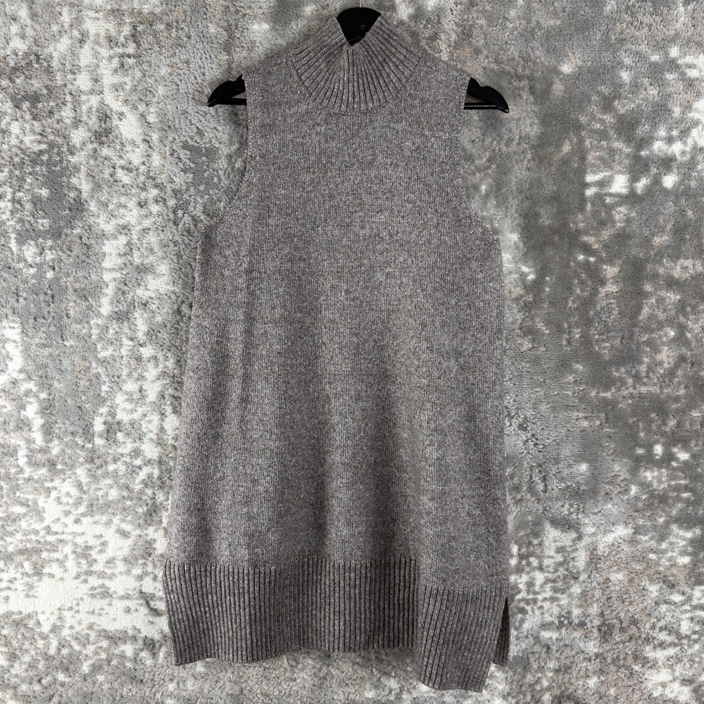 Free Assembly Size L Mock Neck Mini Sweater Dress Gray Sleeveless Casual
